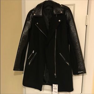 ZARA BLACK LONG BIKER COAT
